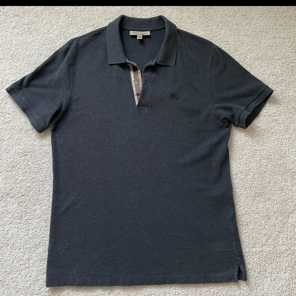 Burberry Dark Grey Men’s Polo - Size: Large